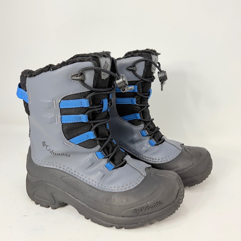 Columbia Kids Grey Black Blue Waterproof 400g Insulated Snow Boots BY4430-011 3Y